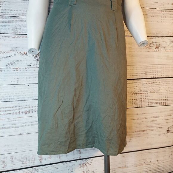 Womans Le Chateau Military Green Collared, Sleeveless Dress - Picture 6 of 12